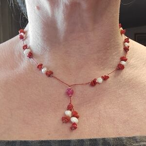 Seed Pearl And Coral Necklace